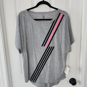 Victoria's Secret Gray Tee with Pink and Black Stripes VSX